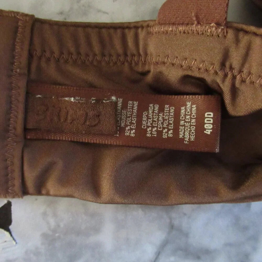 Skims Bra 40DD Brown Bralette Wire Free Wireless Back Closure - Picture 3 of 5